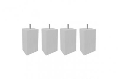 Lot de 4 pieds de meuble gris 15x6 carr&eacute; bois de h&ecirc;tre - pieds de lit