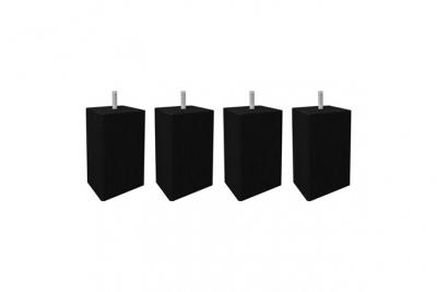 Lot de 4 pieds de meuble noir 15x6 carr&eacute; bois de h&ecirc;tre - PIEDS DE LIT 