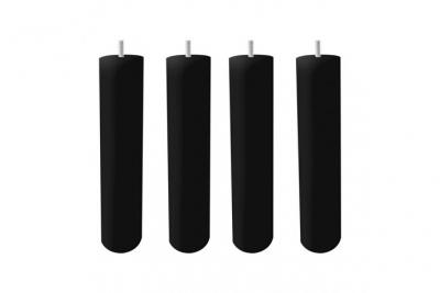 Lot de 4 pieds de meuble noir 25x6 rond bois de h&ecirc;tre - pieds de lit