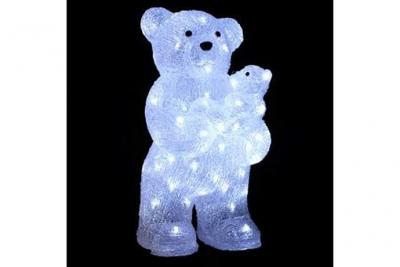 FEERIC LIGHTS & CHRISTMAS D&eacute;co lumineuse Maman et B&eacute;b&eacute; Ours 56 LED Blanc froid H 44 cm