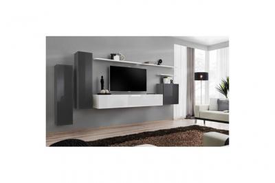 ASSMANN ELECTRONIC Meuble TV Mural Design Switch I 330cm Gris & Blanc