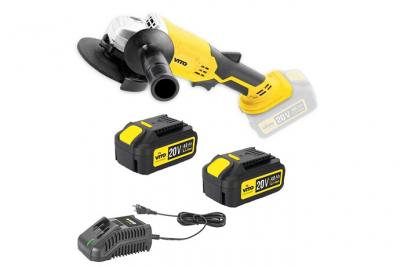 VITO Meuleuse d'angle sans fil 20V POWER + 2 batteries 4.0 Ah + chargeur rapide