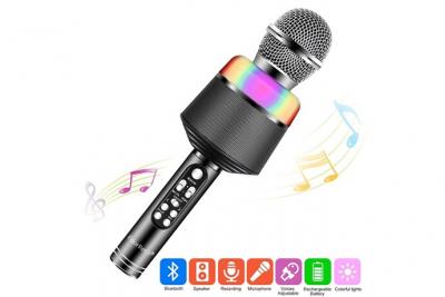  Microphone edorreco de karaok&eacute; sans fil bluetooth pour iphone, android, micro portable pour home, party - noir 