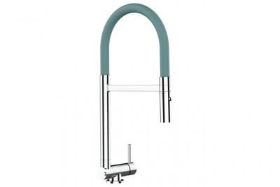 VIZIO Robinet de cuisine chrom&eacute; rabattable sous fen&ecirc;tre 45mm, douche 2jets d&eacute;tachable VZSU411009