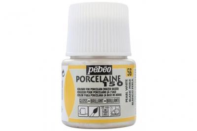 PEBEO Peinture &agrave; l'eau brillante pour porcelaine - Blanc perle - 45 ml