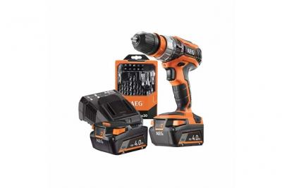 AEG Perceuse &agrave; percussion 18V - 2 batteries 4,0 Ah - 1 chargeur BSB18C2X-402C