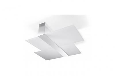 SOLLUX LIGHTING Plafonnier MASSIMO acier/verre blanc/chrome 2 ampoules