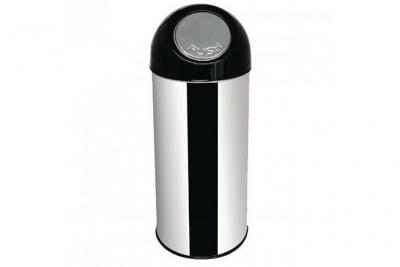 BOLERO Poubelle ronde inox &agrave; couvercle battant 50l - - inox50 x760mm