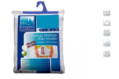 NUIT DES VOSGES Prot&egrave;ge matelas absorbant coton 400 gr/m2 bonnets 30 cm achille 180x200