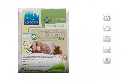 NUIT DES VOSGES Prot&egrave;ge matelas b&eacute;b&eacute; absorbant coton bio natura 60x120 