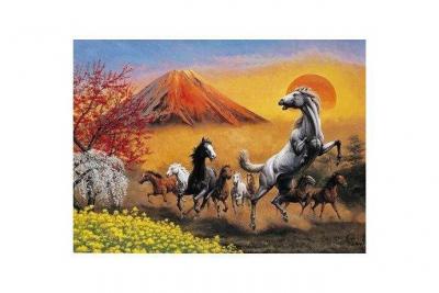 YANOMAN Puzzle 2000 pi&egrave;ces - Chevaux devant le Mont Fuji 