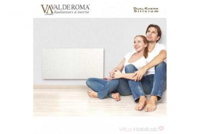 VALDEROMA Radiateur horizontal &agrave; inertie - 1500W - Hauteur 500mm - Ardoise Blanche - Connect&eacute;
