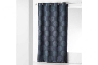 Rideau &agrave; Oeillets Jacquard ""Orkys"" 140x260cm Navy