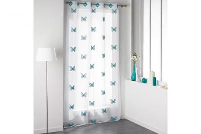 Panneau a oeillets plastique 140 x 240 cm voile brode papilu Bleu
