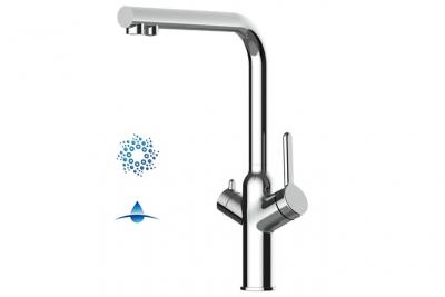 VIZIO Robinet de cuisine 4 voies chrom&eacute; bec pivotant 360&deg; pour filtres &agrave; eau/gaz&eacute;ification VZBF211100