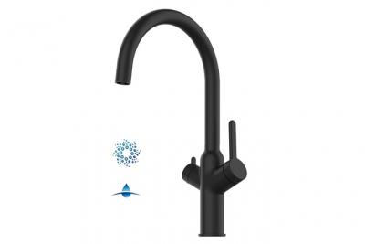VIZIO Robinet cuisine 4 voies noir mat bec pivotant 360&deg; pour filtres &agrave; eau/gaz&eacute;ification VZBF211322