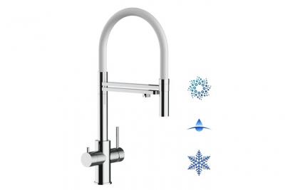 VIZIO Robinet de cuisine 5 voies en acier inox chirurgical poli - douche 2jets d&eacute;tachable VZFX518101