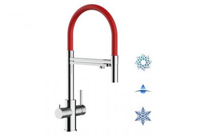 VIZIO Robinet de cuisine 5 voies en acier inox chirurgical poli - douche 2jets d&eacute;tachable VZFX518103