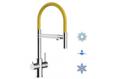 VIZIO Robinet de cuisine 5 voies en acier inox chirurgical poli - douche 2jets d&eacute;tachable VZFX518105