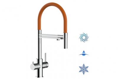 VIZIO Robinet de cuisine 5 voies en acier inox chirurgical poli - douche 2jets d&eacute;tachable VZFX518106