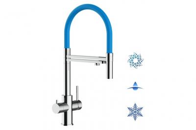 VIZIO Robinet de cuisine 5 voies en acier inox chirurgical poli - douche 2jets d&eacute;tachable VZFX518107