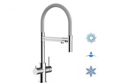 VIZIO Robinet De Cuisine 5 Voies Mitigeur En Acier Inoxydable Chirurgical Poli - Bec Gris Orientable Et Douchette 2 Jets D&eacute;tachable - &Agrave; Utiliser Avec Les Filtres &Agrave;