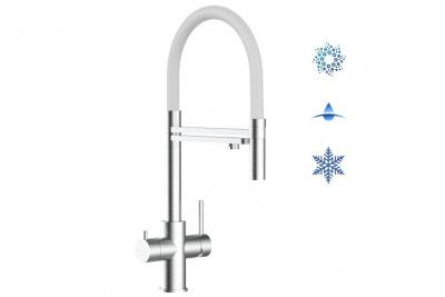 VIZIO Robinet de cuisine 5 voies en acier inox chirurgical bross&eacute; - douche 2jets d&eacute;tachable VZFX518181