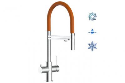 VIZIO Robinet de cuisine 5 voies en acier inox chirurgical bross&eacute; - douche 2jets d&eacute;tachable VZFX518186