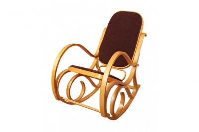 MENDLER Rocking-chair fauteuil &agrave; bascule M41, imitation ch&ecirc;ne, tissu marron