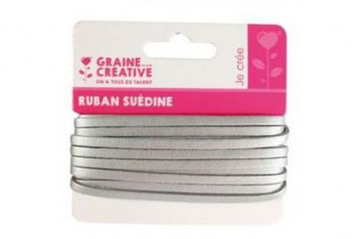 GRAINE CREATIVE Lani&egrave;re cuir synth&eacute;tique 4,5 m - Plat - Argent&eacute; - Graine cr&eacute;ative