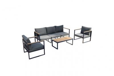 AVRIL PARIS Salon de jardin en aluminium et polywood gris antracite 5 places