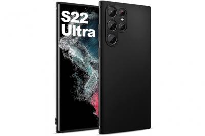XEPTIO Coque pour Samsung Galaxy S22 ULTRA 5G Souple noire en Gel TPU Antichoc 