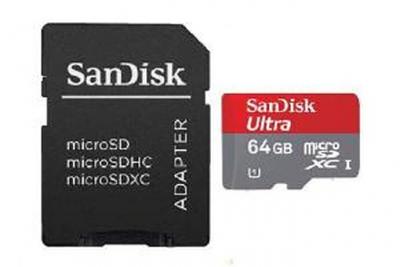 SANDISK  Carte m&eacute;moire Ultra microSDXC 64 Go Class 10 + Adaptateur SD 