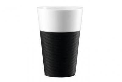 BODUM  BISTRO Set 2 mugs en porcelaine, 0.6 l, avec manchon silicone Noir