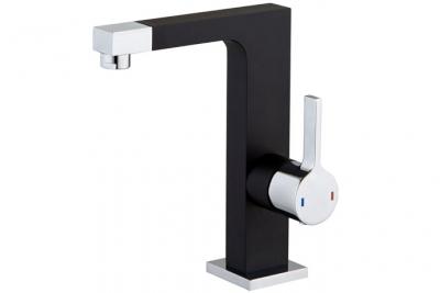 ESSEBAGNO Short Mitigeur Lavabo, Noir et Chrom&eacute;