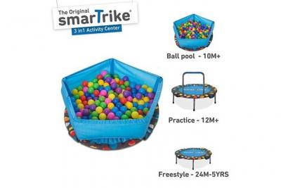 SMARTRIKE  9200000 Trampoline 3 En 1 Pour Enfants - Couleur Bleue