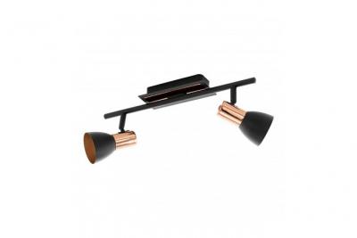 EGLO  Barnham - Projecteur Double &Agrave; 2 Lumi&egrave;res Noir Mat, Cuivre, Gu10