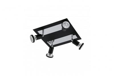 EGLO  Sarria Spot Acier Plafonnier 4 Spots 20 W Noir Chrome