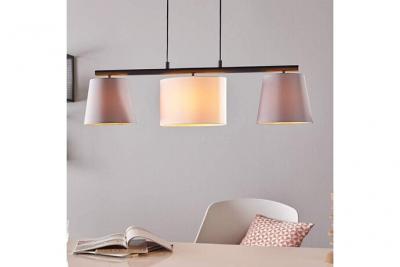 EGLO Almeida plafonnier suspendu &agrave; 3 lampes, barre droite, noir