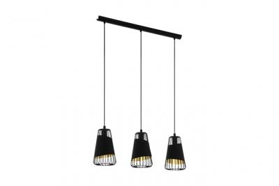 EGLO Austell plafonnier suspendu &agrave; 3 lampes, barre droite, noir