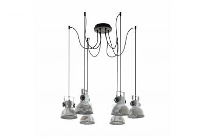 EGLO Barnstaple plafonnier suspendu 6 lampes grappe marron patin&eacute;, noir
