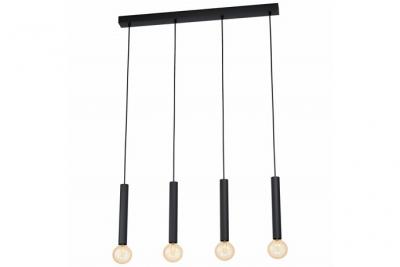 EGLO Cortenova plafonnier suspendu &agrave; 4 lampes, barre droite, noir