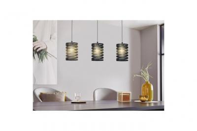 EGLO Cremella plafonnier suspendu &agrave; 3 lampes, barre droite, noir