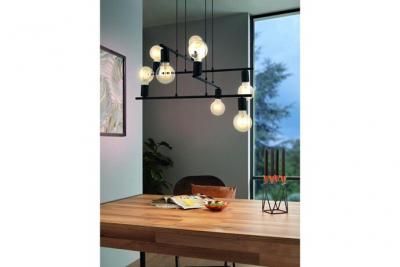 EGLO Mezzana plafonnier suspendu &agrave; 8 lampes multi bras noir