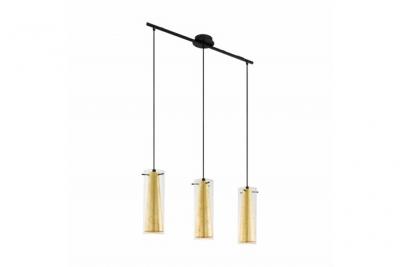 EGLO Pinto plafonnier suspendu &agrave; 3 lampes, barre droite, noir