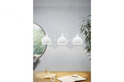 EGLO Roccaforte plafonnier suspendu &agrave; 3 lampes, barre droite, blanc
