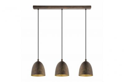 EGLO Safi plafonnier suspendu &agrave; 3 lampes &agrave; barre droite marron, or