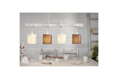 EGLO Townshend plafonnier suspendu barre droite 4 lampes blanc patin&eacute;