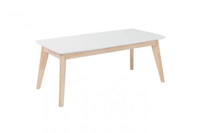 Miliboo - Table basse scandinave blanche avec pieds bois LEENA