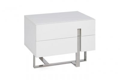 Table de chevet en bois blanc et acier 7003C, 60 x 42 x 45 cm. -